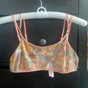 Victoria’s Secret peach orange floral mesh double strap bralette M
